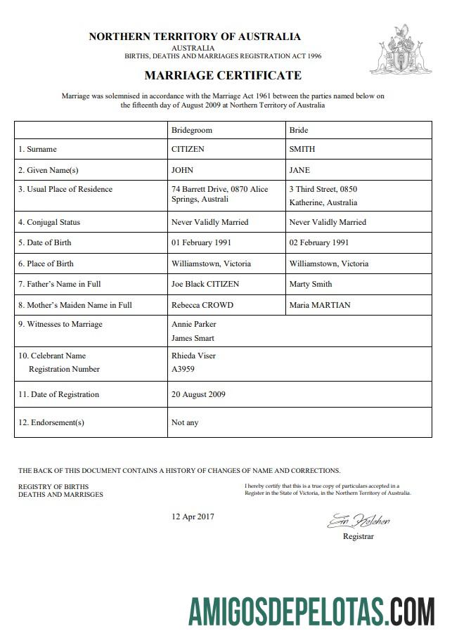 Para baixar modelo de certidão de casamento do Território do Norte da Austrália no Word